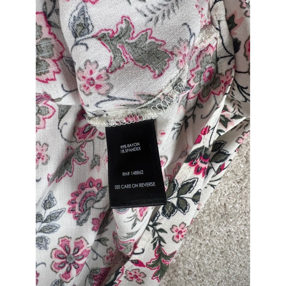 Torrid Womens Plus Size 3 Floral Sleeveless Ruffle Blouse Pink White Keyhole Top - Picture 6 of 11